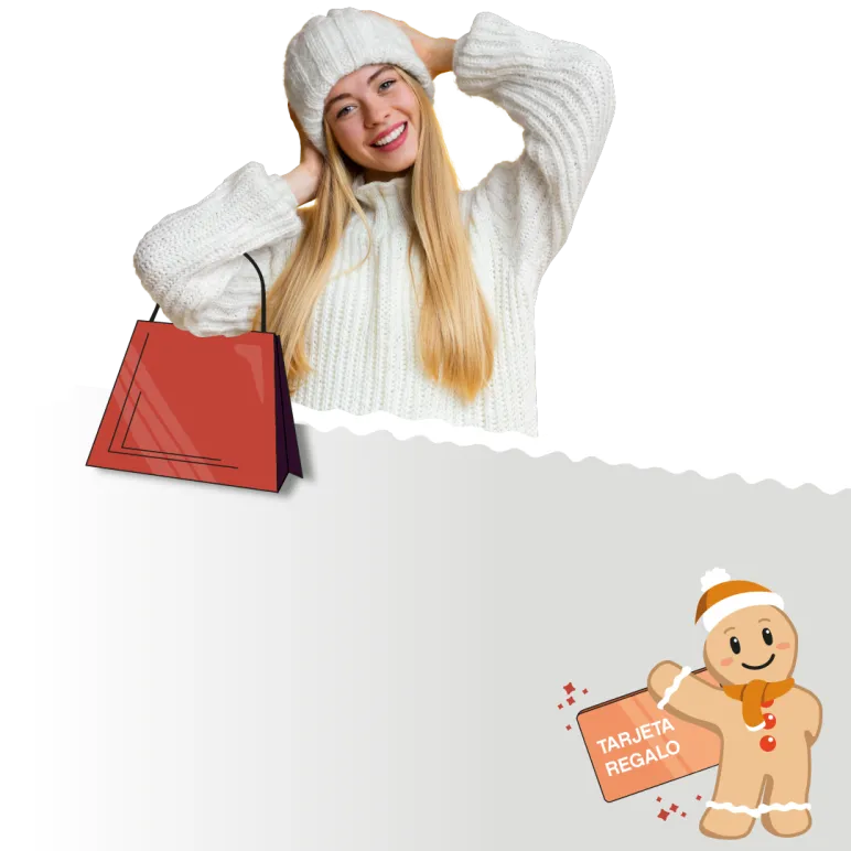 Chica con jersey y gorro invierno.