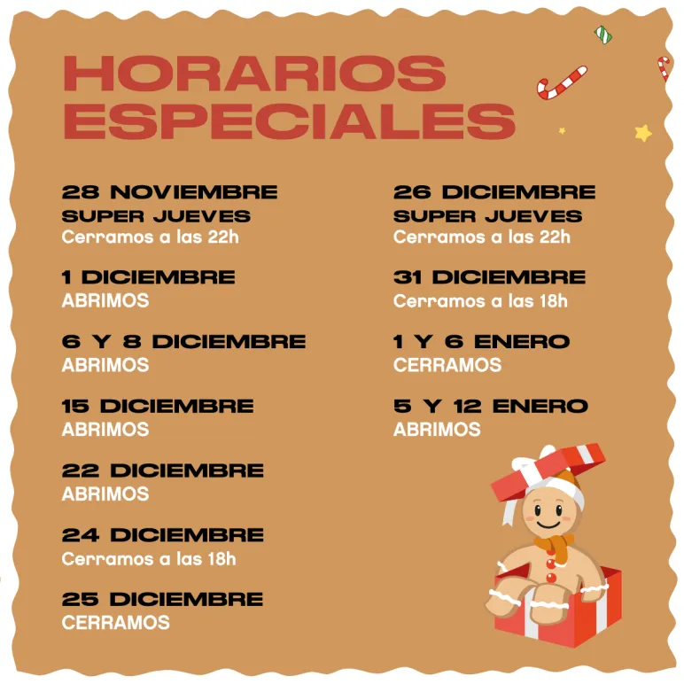 Horarios especiales Navidad