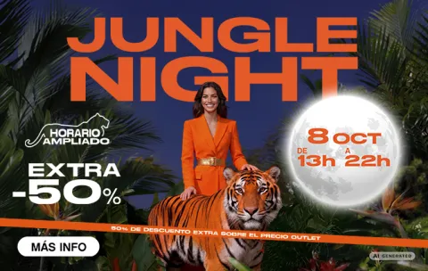 A girl and a tiger advertising the ‘Jungle Night’ wild discount